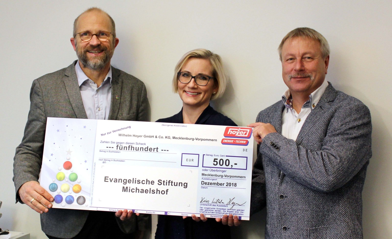 Stiftung Michaelshof bekommt 500 Euro von Hoyer